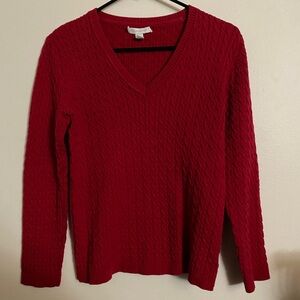 Charter club v-neck sweater textured red long sleeve top
